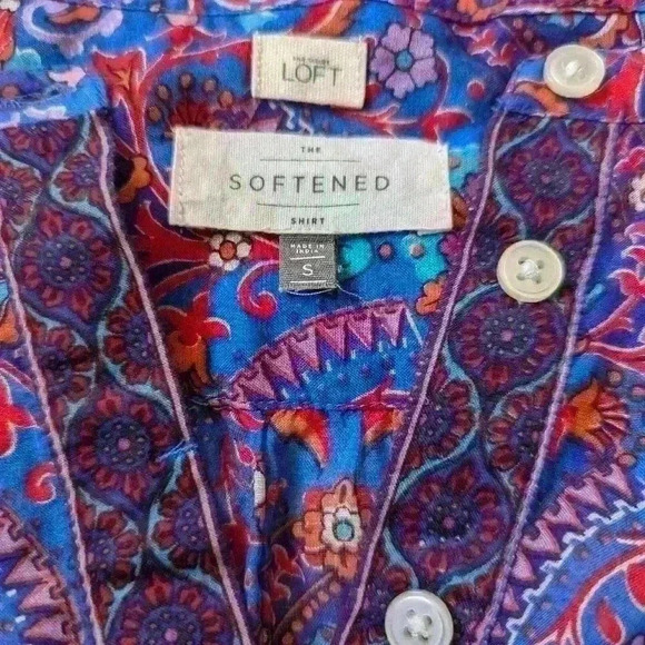 Ann Taylor Loft Boho Style Long Sleeve Blouse -Size S- Light Airy Office wear - Picture 13 of 15